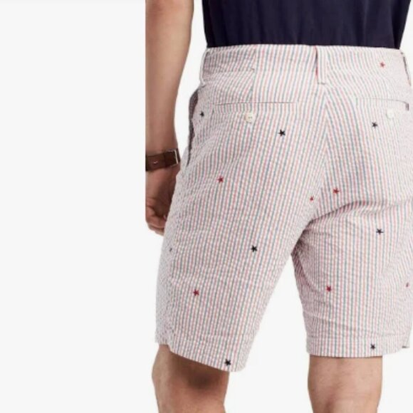 Tommy Hilfiger Stars & Stripes 9" Shorts Cotton Seersucker, Size 40 Mens - Picture 2 of 11